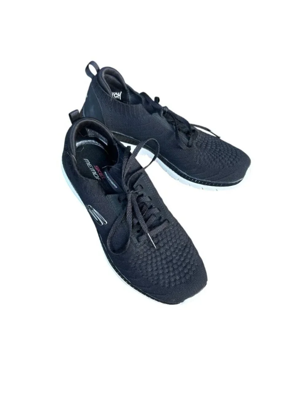 Skechers Black Memory Foam Bountiful Mesh Sneakers Size 8 US